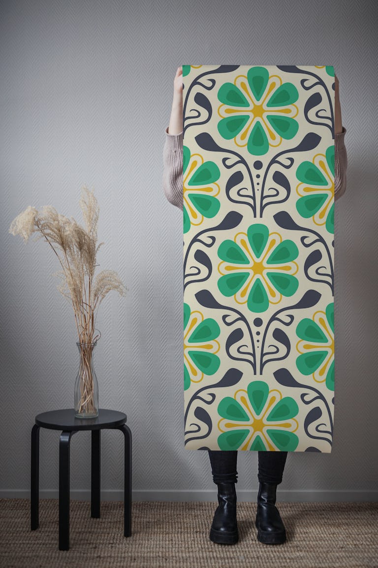 Classic Daisy Charm in Green Yellow - L wallpaper roll