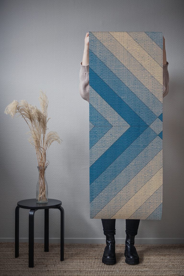 Geometric design on textile tapet roll