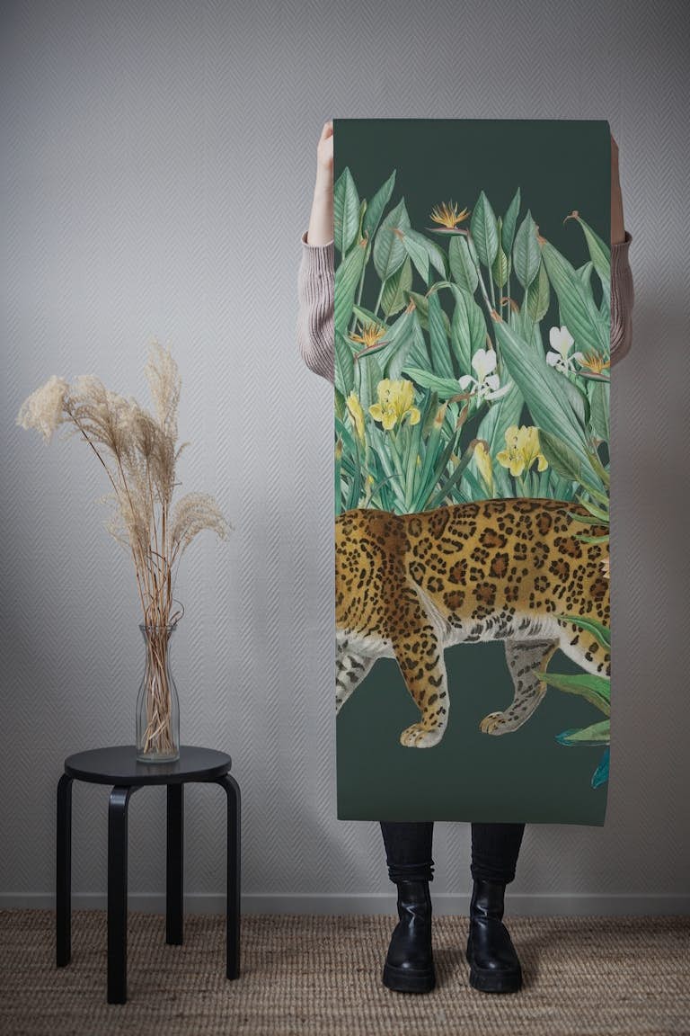 Floral Tiger Jungle Green tapety roll