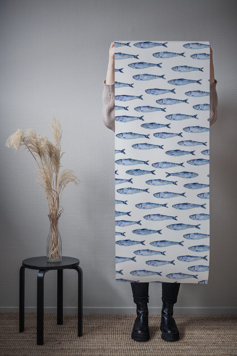 Shimmering Sardines Shoal wallpaper roll
