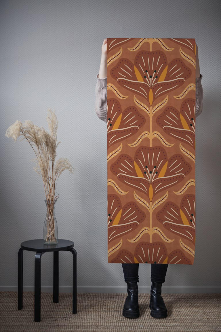 autumnal buttercup rusty brown big wallpaper roll