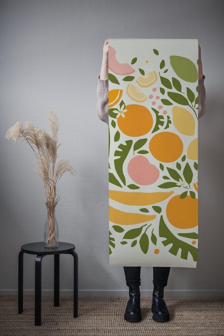 Modern Fruits - Cut Out Shapes wallpaper roll