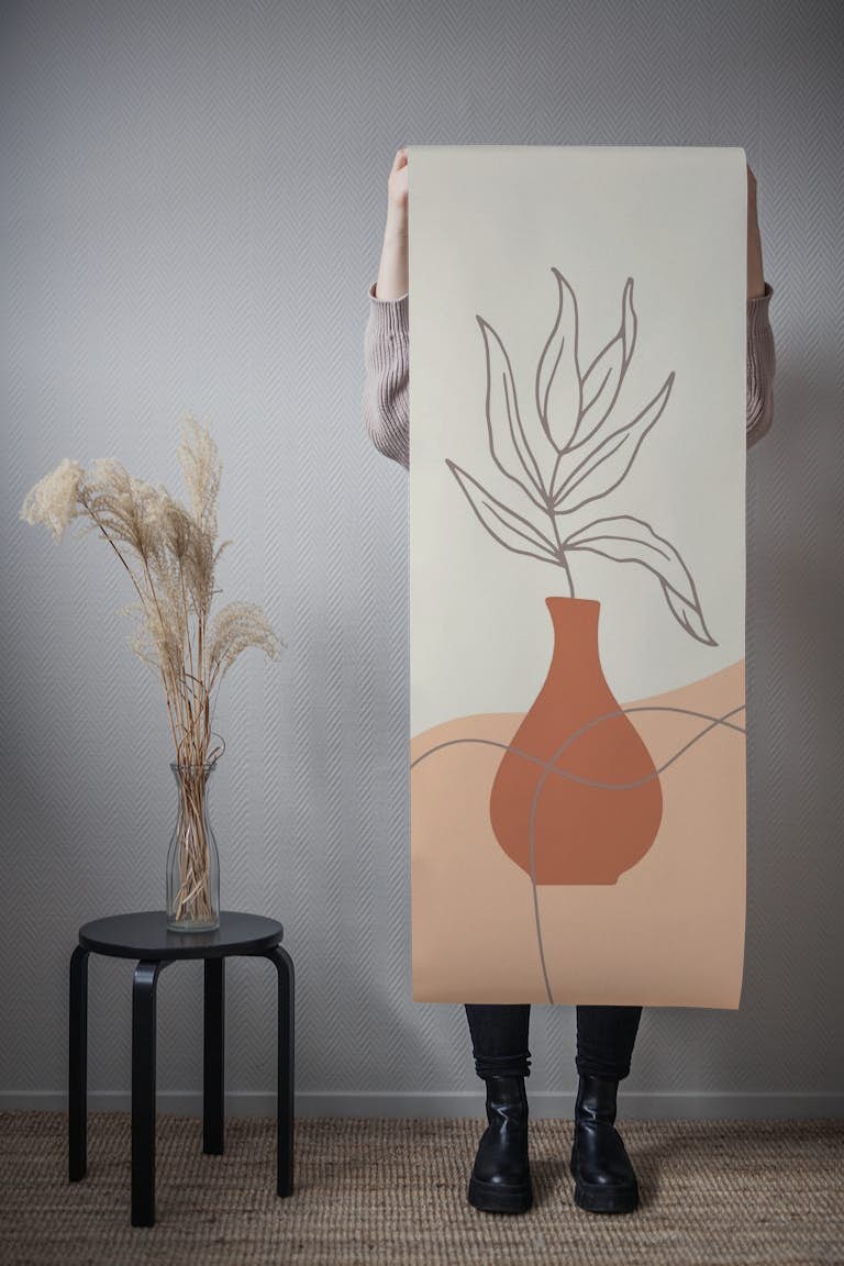 Minimal Line Art Plant wallpaper roll