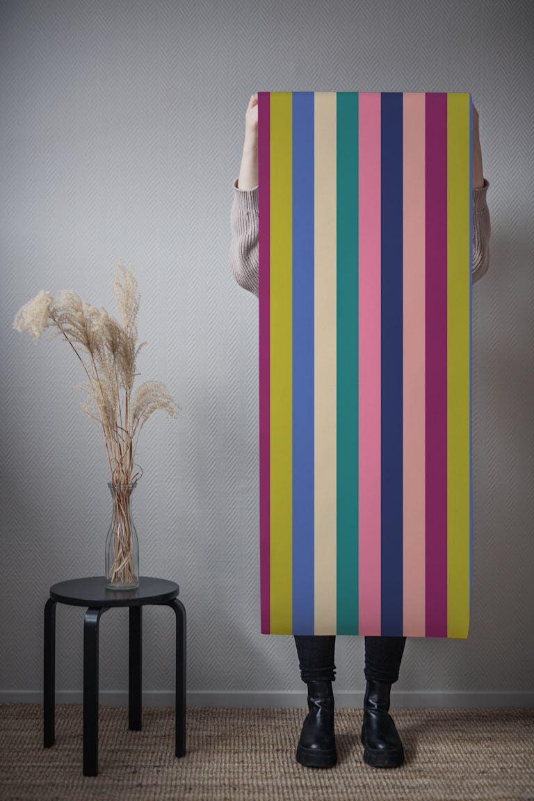 Moody rainbow stripe wallpaper roll