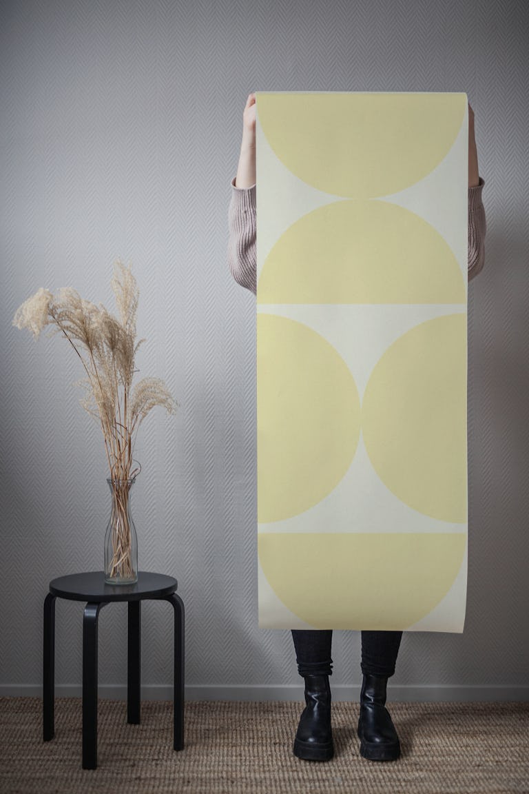 Semicircles - Monochrome Butter Yellow - Big wallpaper roll