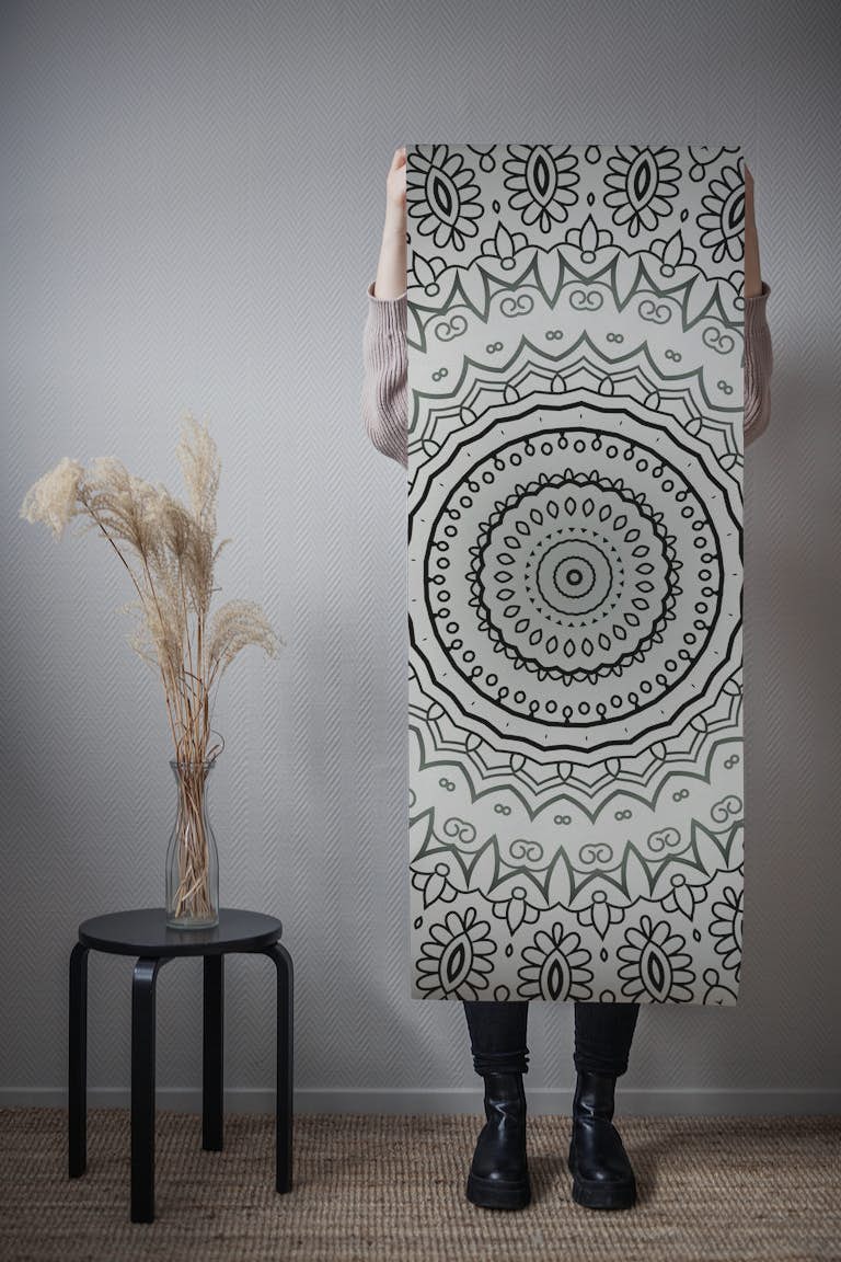 Greyscale Mandala wallpaper roll