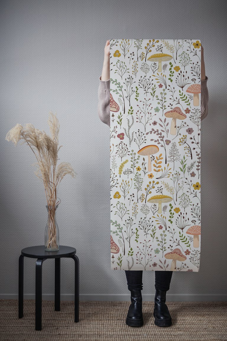 Fungi and Flower Arrangement wallpaper roll