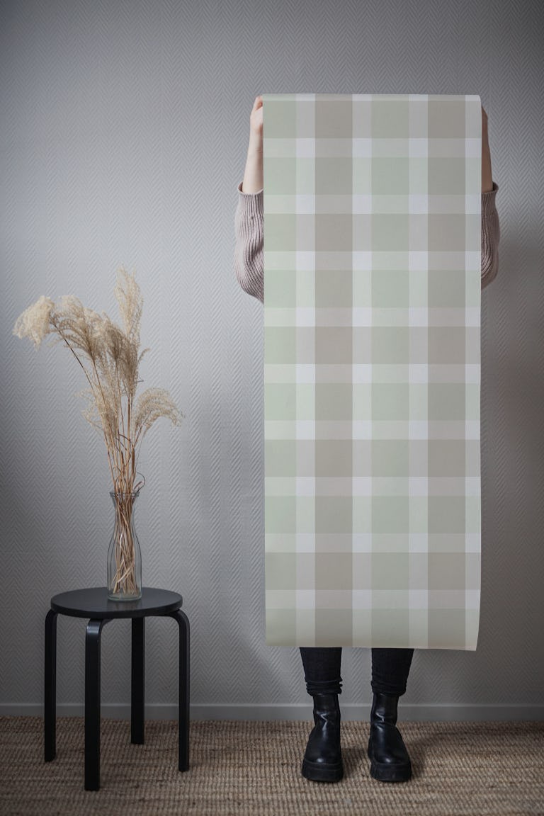Rustic Plaid Sage Green and Abbey Road Checks wallpaper roll