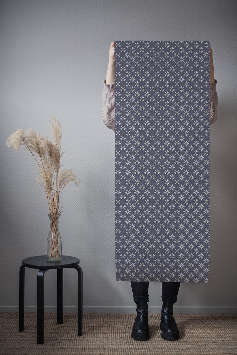 Scandi Stars on Dark Blue wallpaper roll