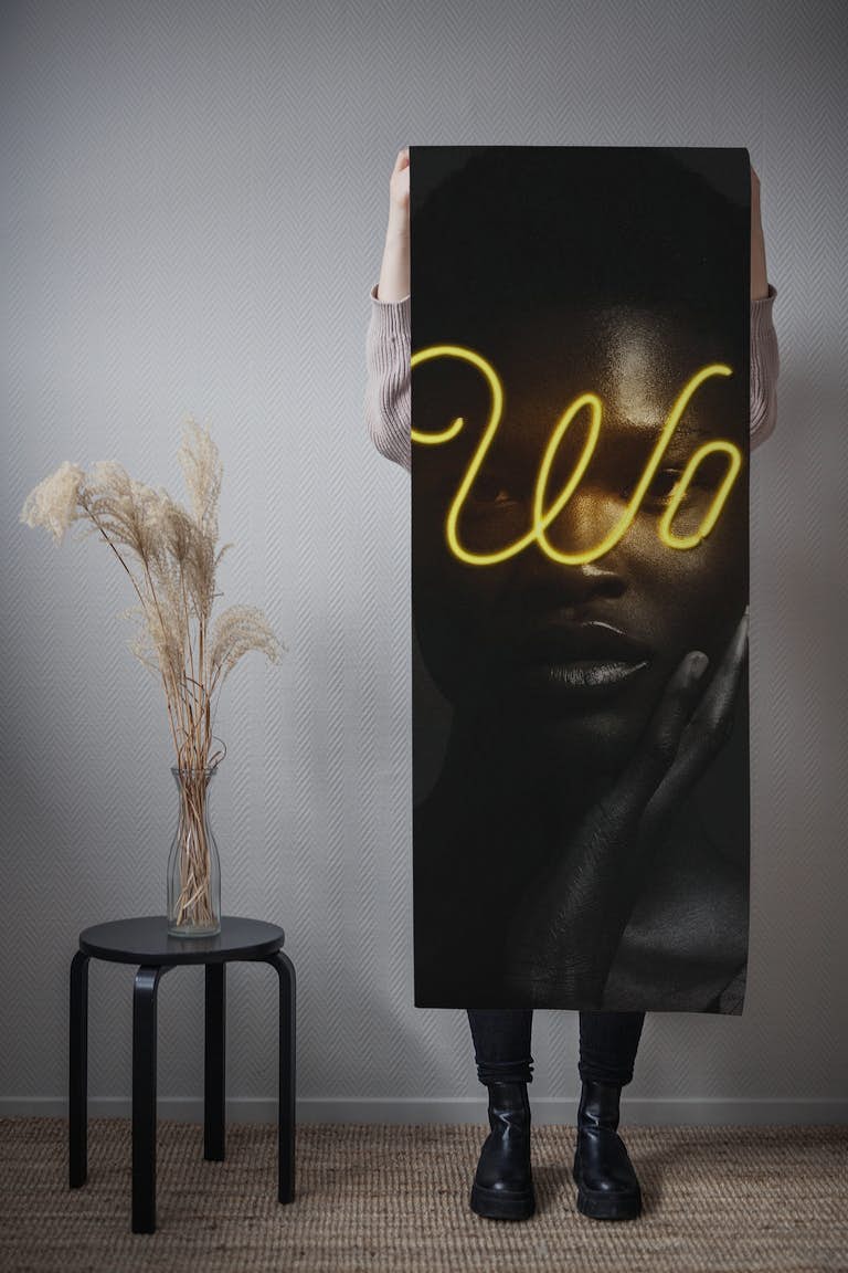 African Woman Neon behang roll