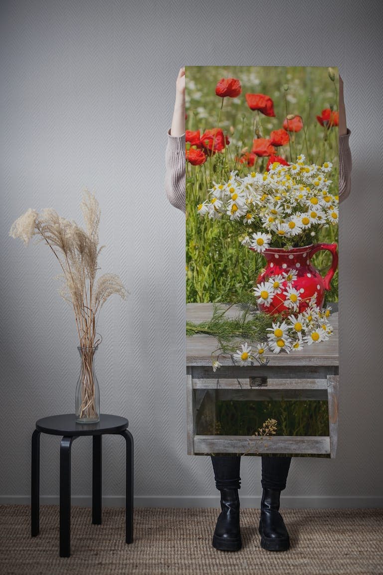 Flower Still Life On Old Chair behang roll