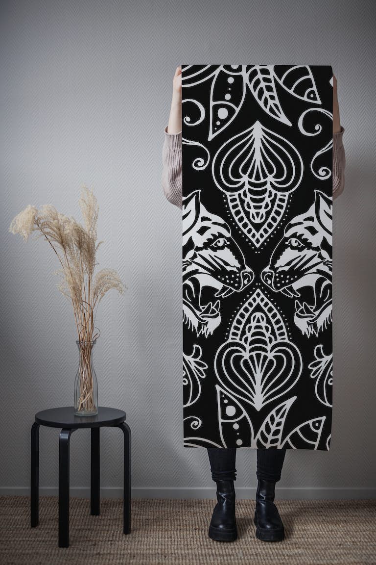 Black And White Tribal Tigers tapeta roll