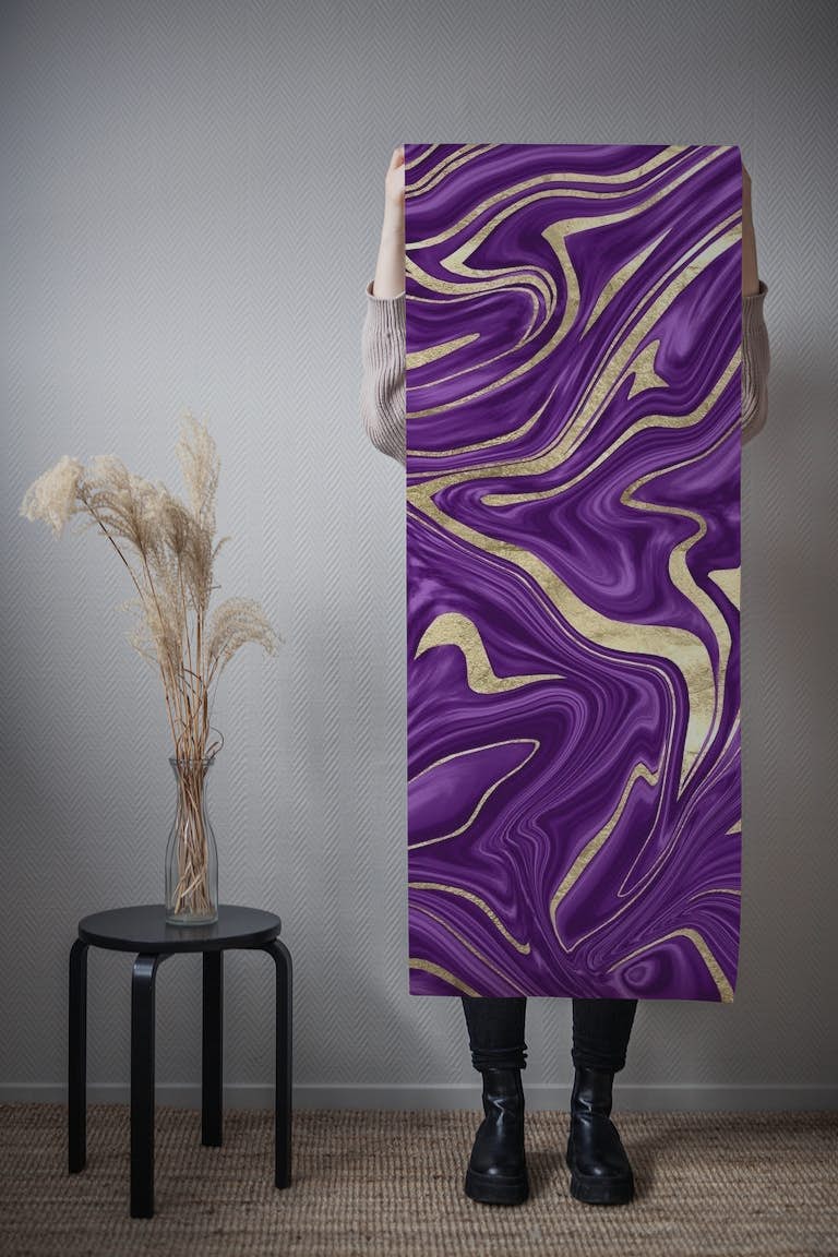 Purple Black Gold Marble 1 wallpaper roll