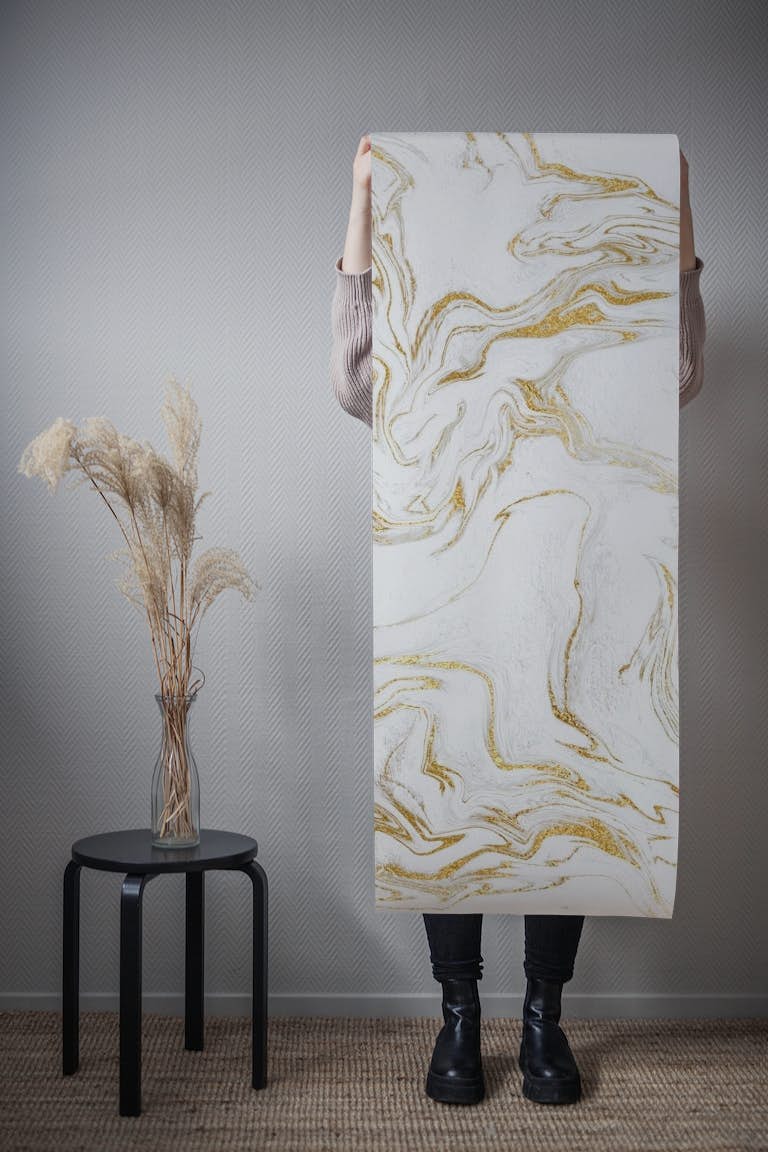 Liquid gold marble behang roll