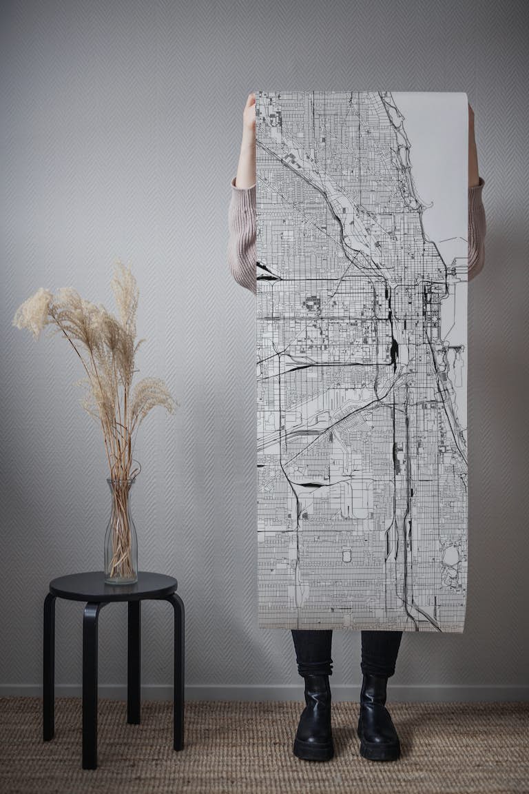 Chicago Map Portrait behang roll