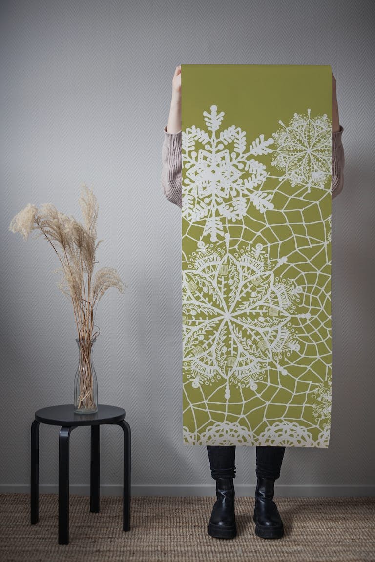 Gentle Lace Olive Green tapetit roll
