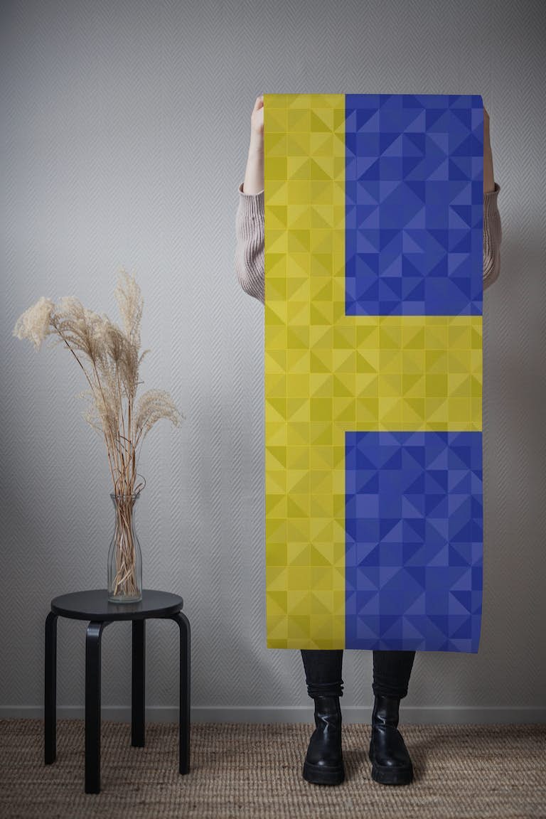 Sweden Flag Geometry wallpaper roll