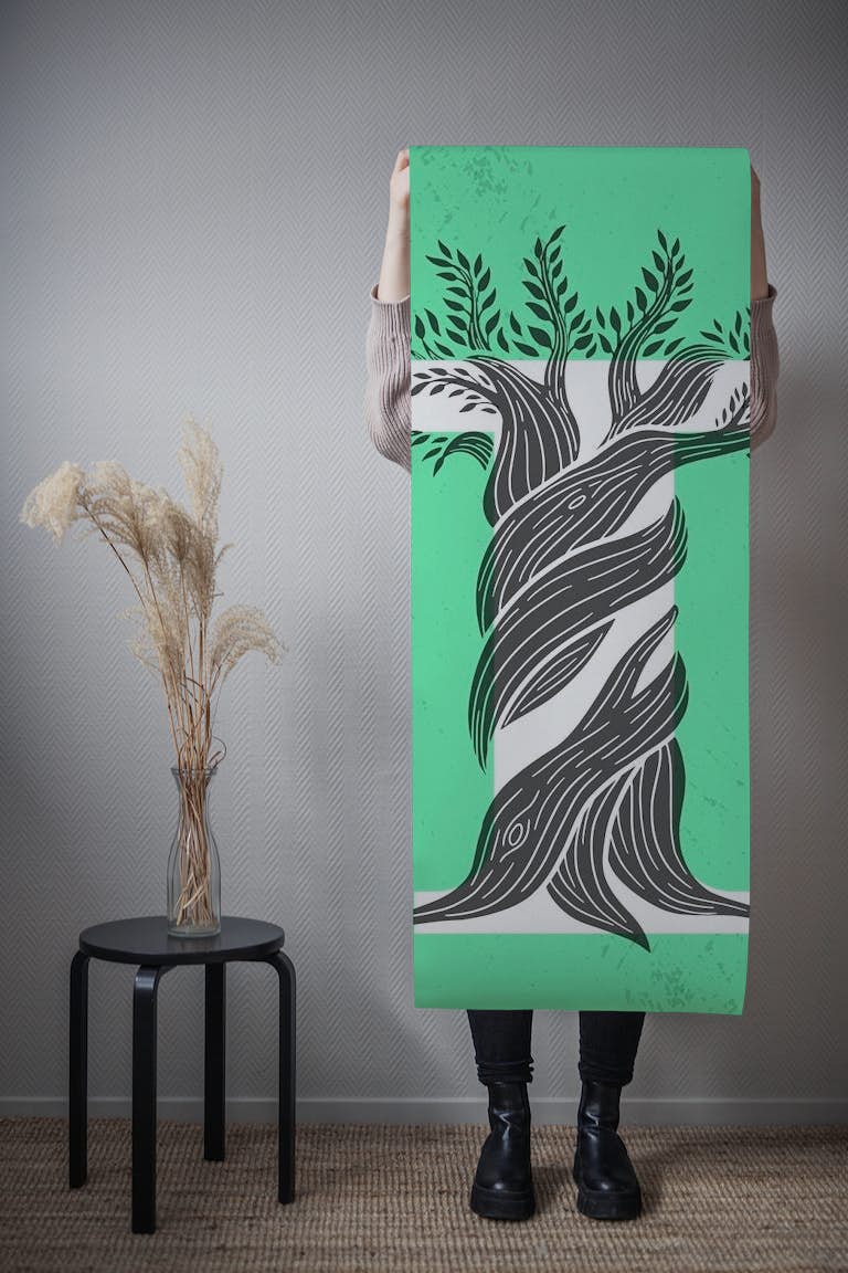 Tree Letter Art wallpaper roll