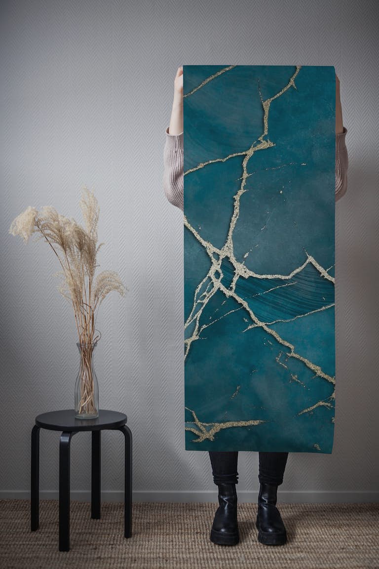 Turquoise Marble Elegance behang roll