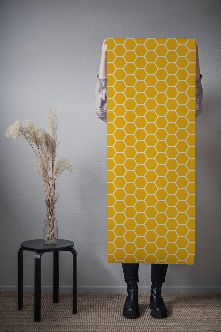 Warm Yellow Hexagons wallpaper roll