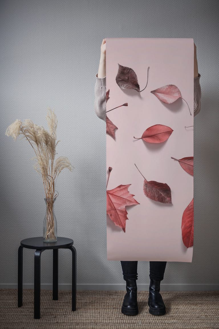 Light Pink Zen Leaves wallpaper roll