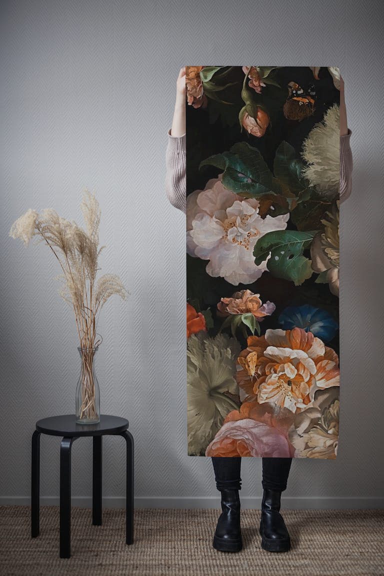 Baroque Dutch Vintage Night Flowers tapete roll