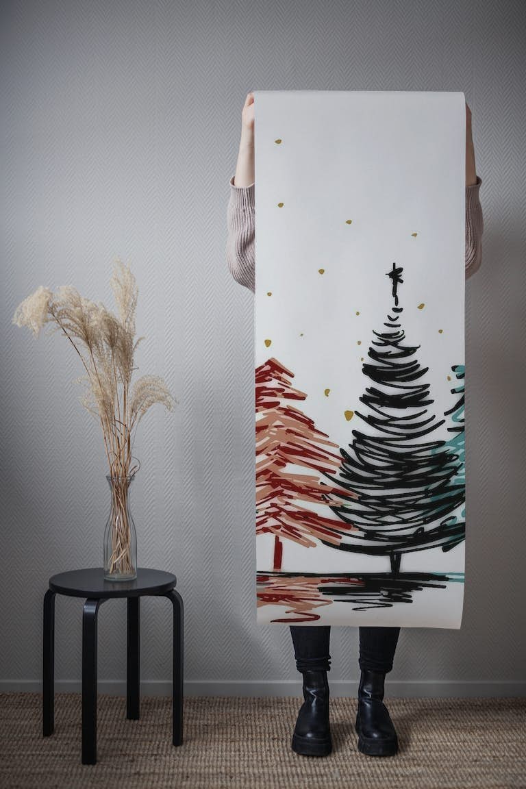 Pine Forest Watercolor tapeta roll