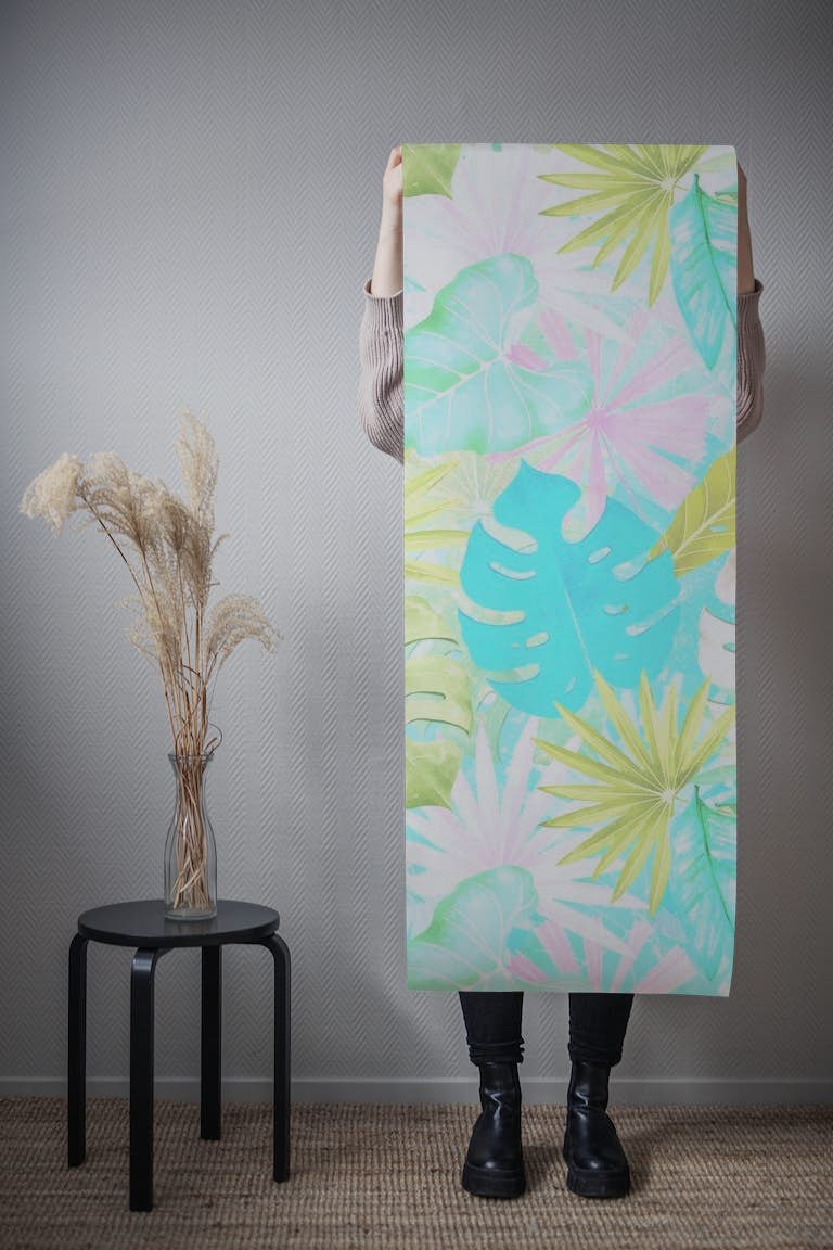 Tropical Pastel Leaves tapety roll
