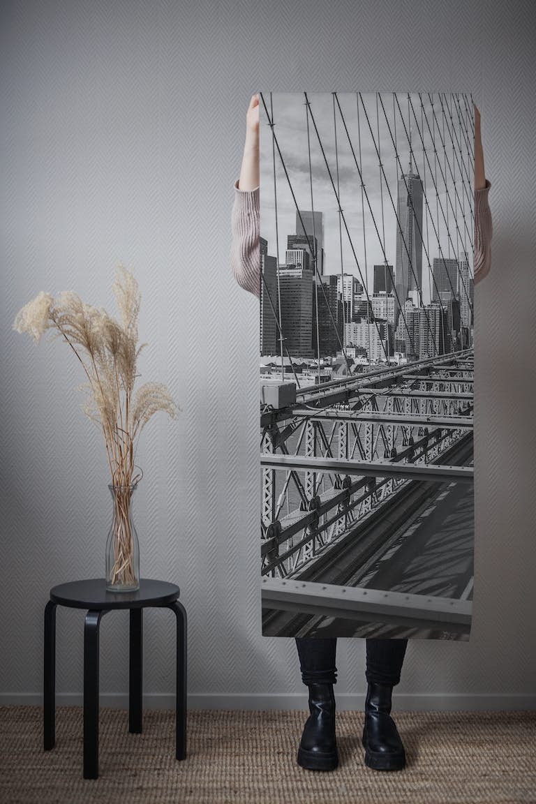 Cab on Brooklyn Bridge wallpaper roll