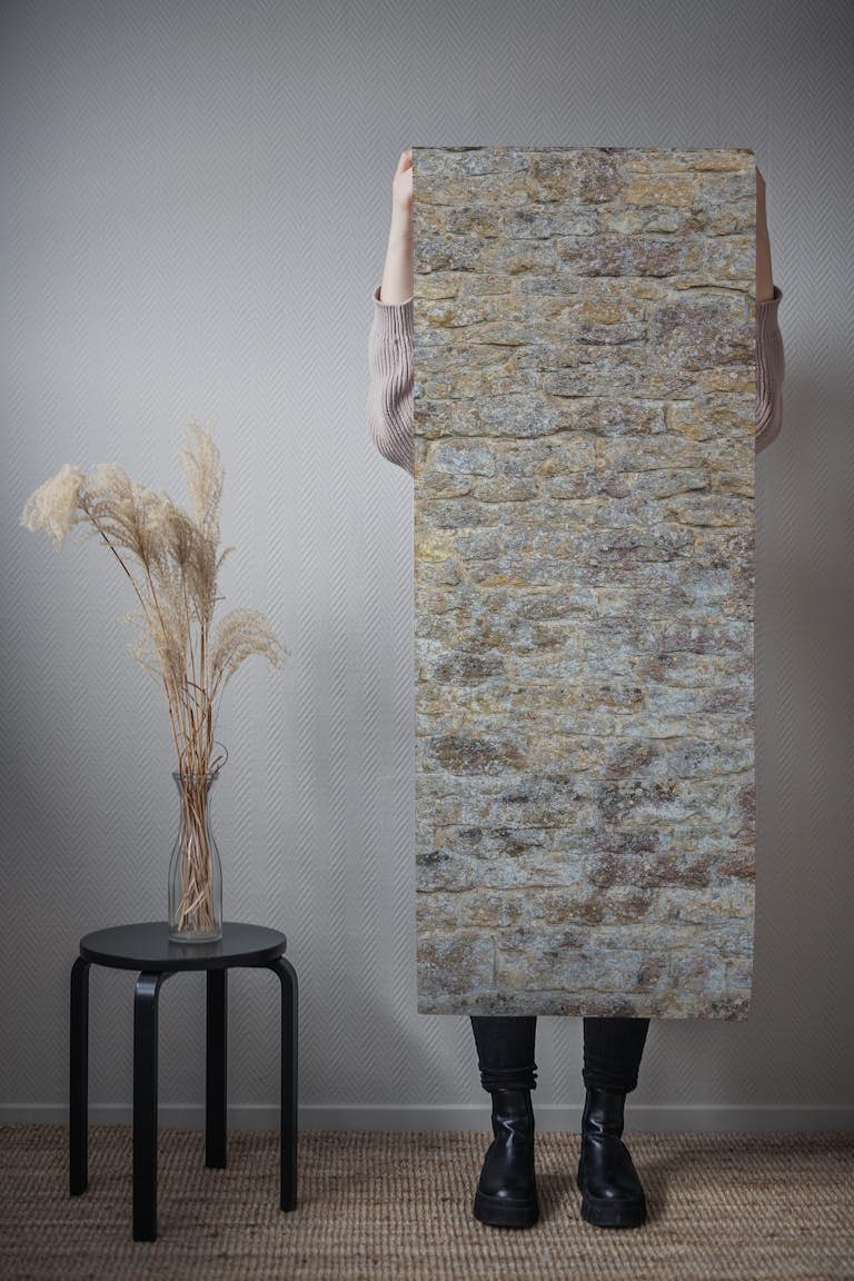 Old rustic stone wall papel de parede roll