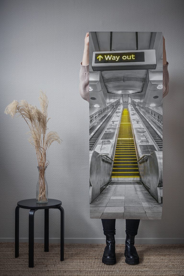 Escalators at subway station wallpaper roll