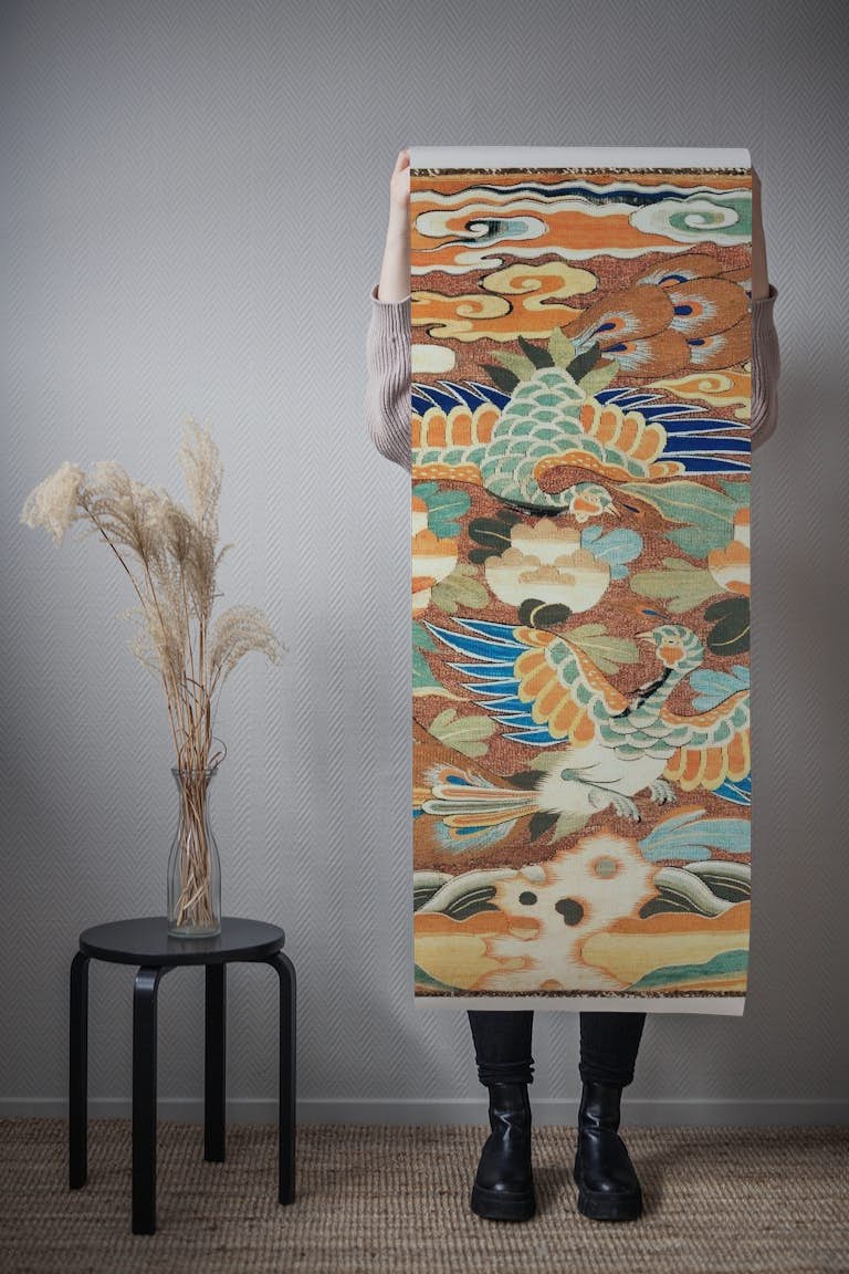 Chinese Vintage Silk Tapestry carta da parati roll