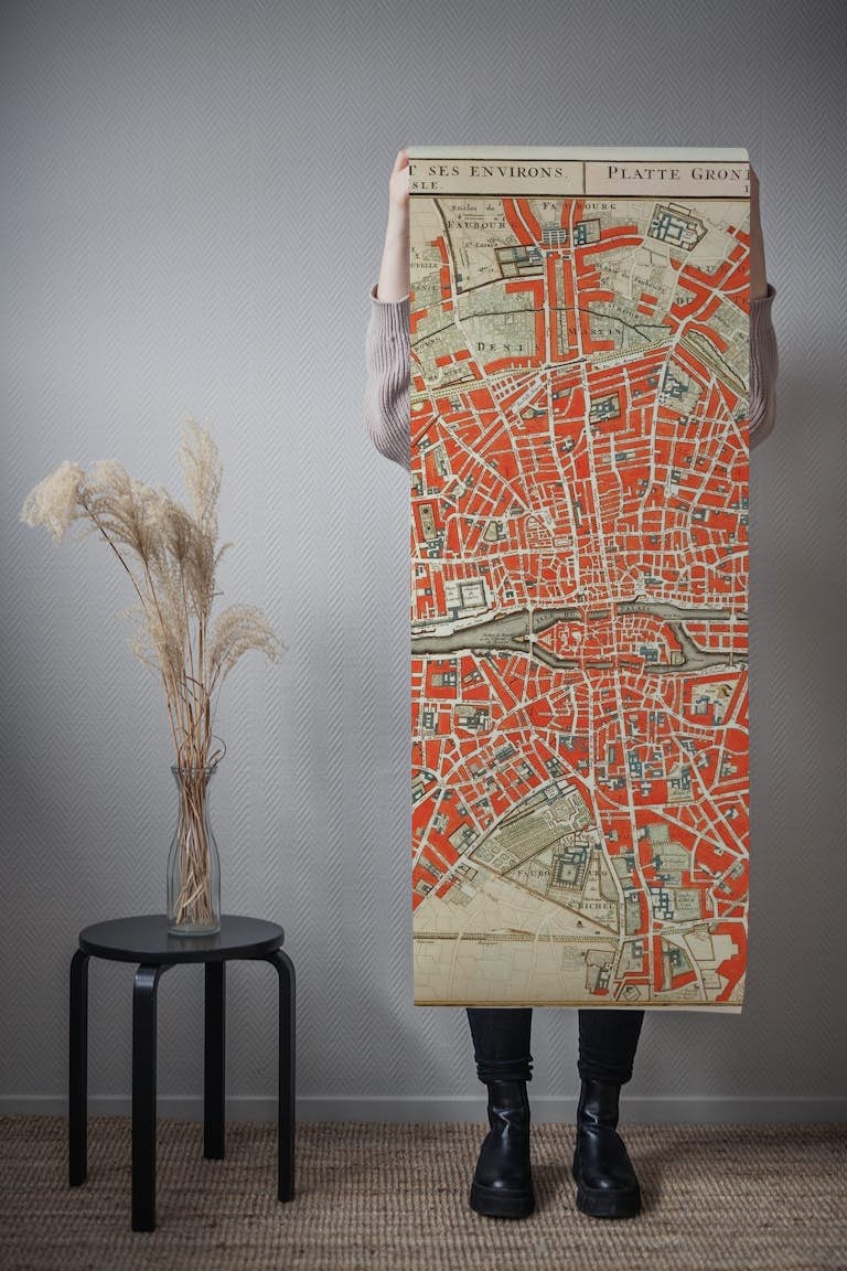 Vintage Paris Map Antique tapetit roll
