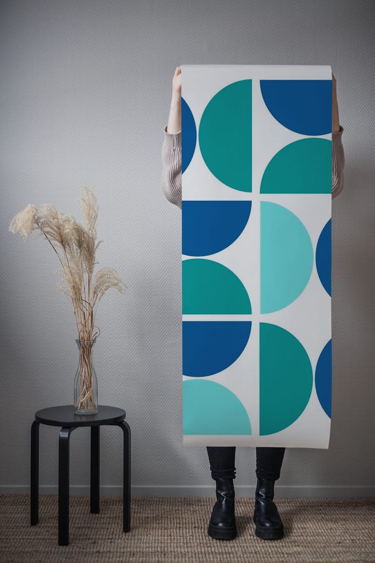 Geometric Abstract Blue behang roll