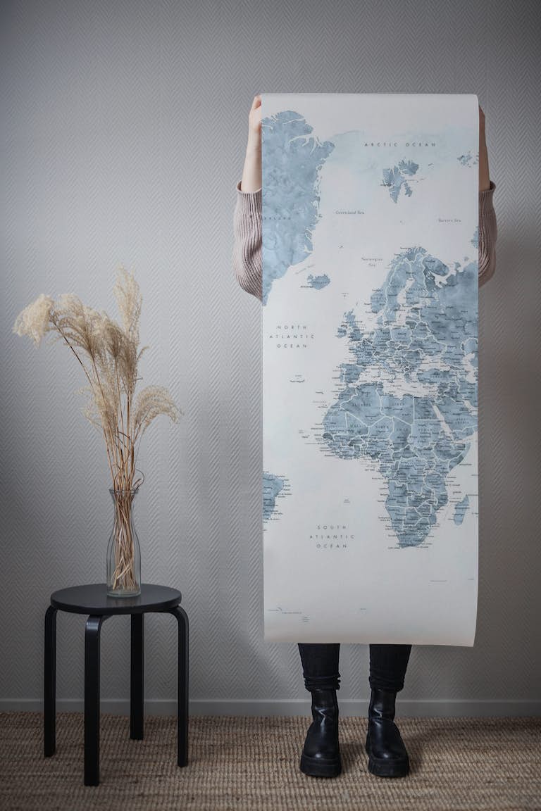 Detailed world map Jacq wallpaper roll