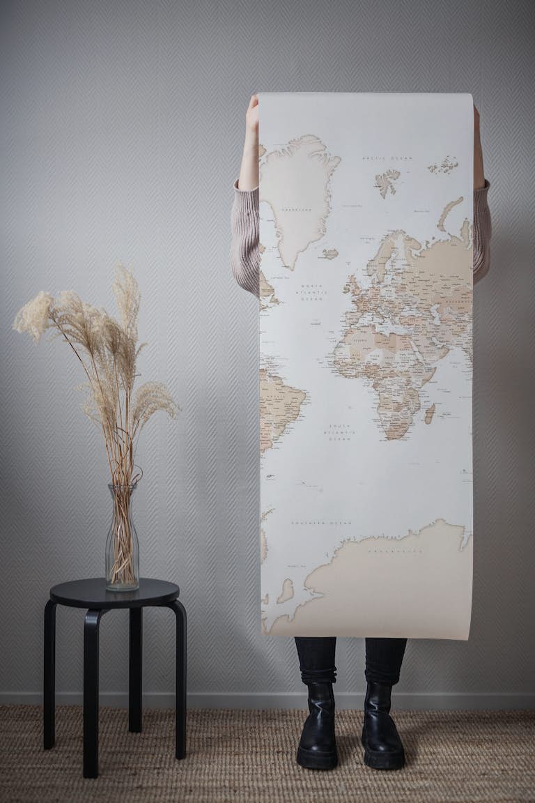World map Antarctica Loui papiers peint roll