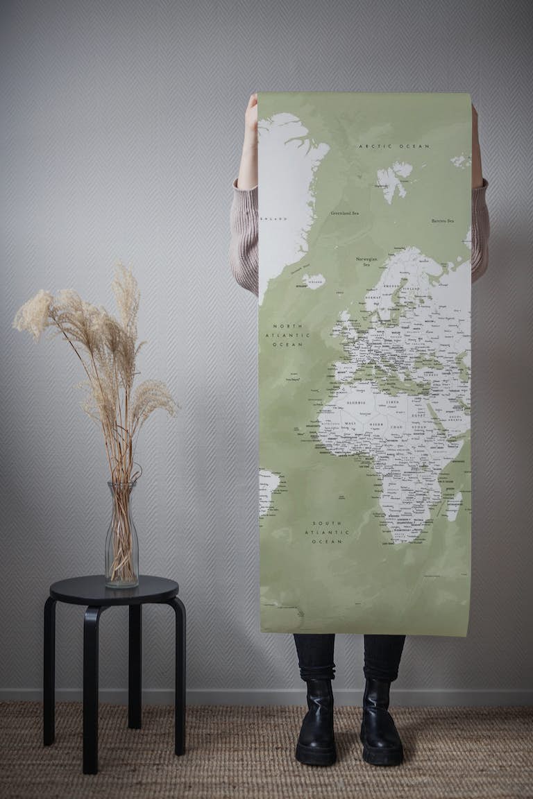 Detailed world map Pacheco behang roll