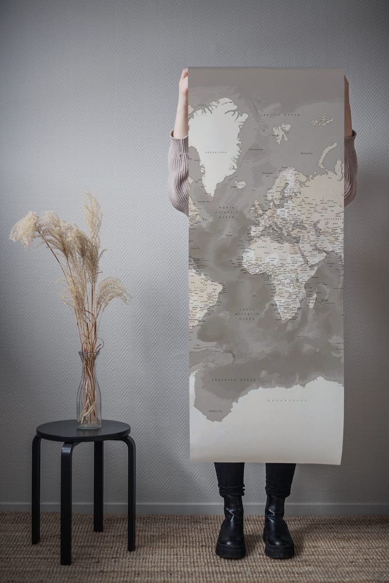 World map Davey Antarctica wallpaper roll