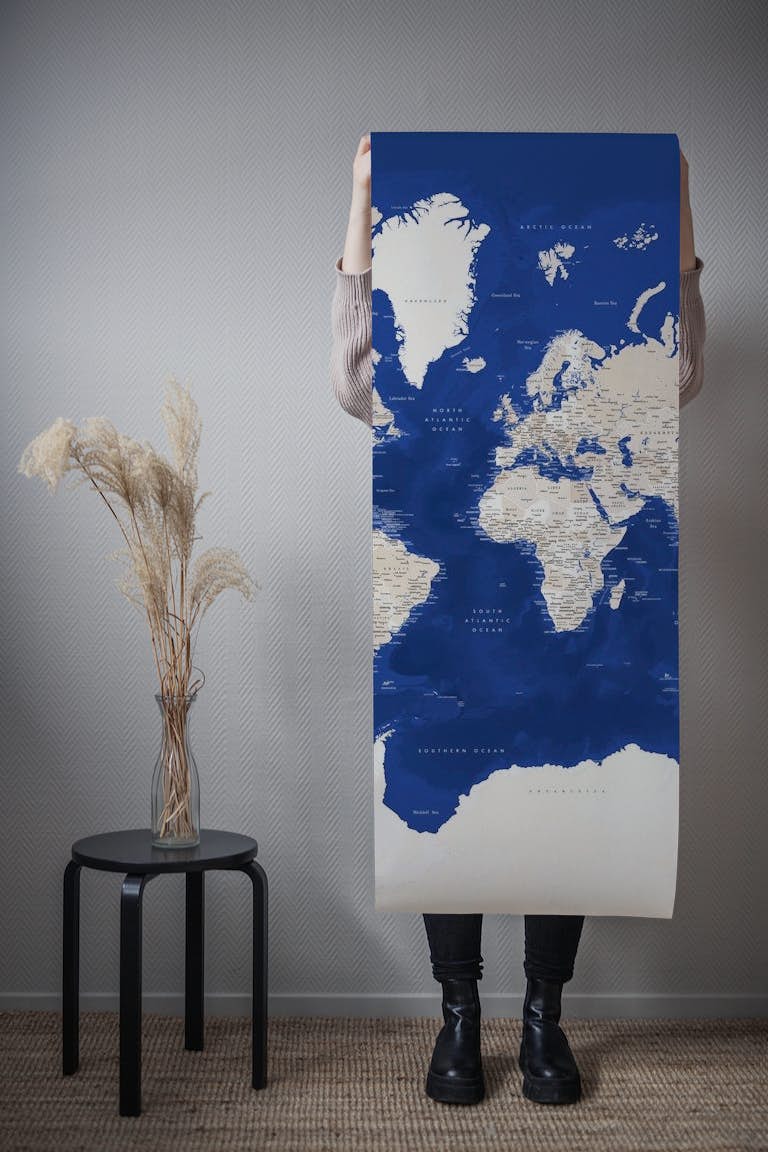 World map Kameryn Antarctica wallpaper roll