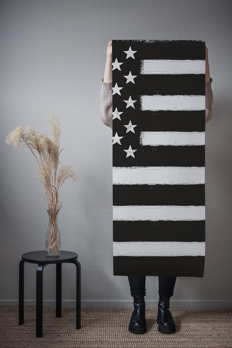 Black White USA Flag papel de parede roll