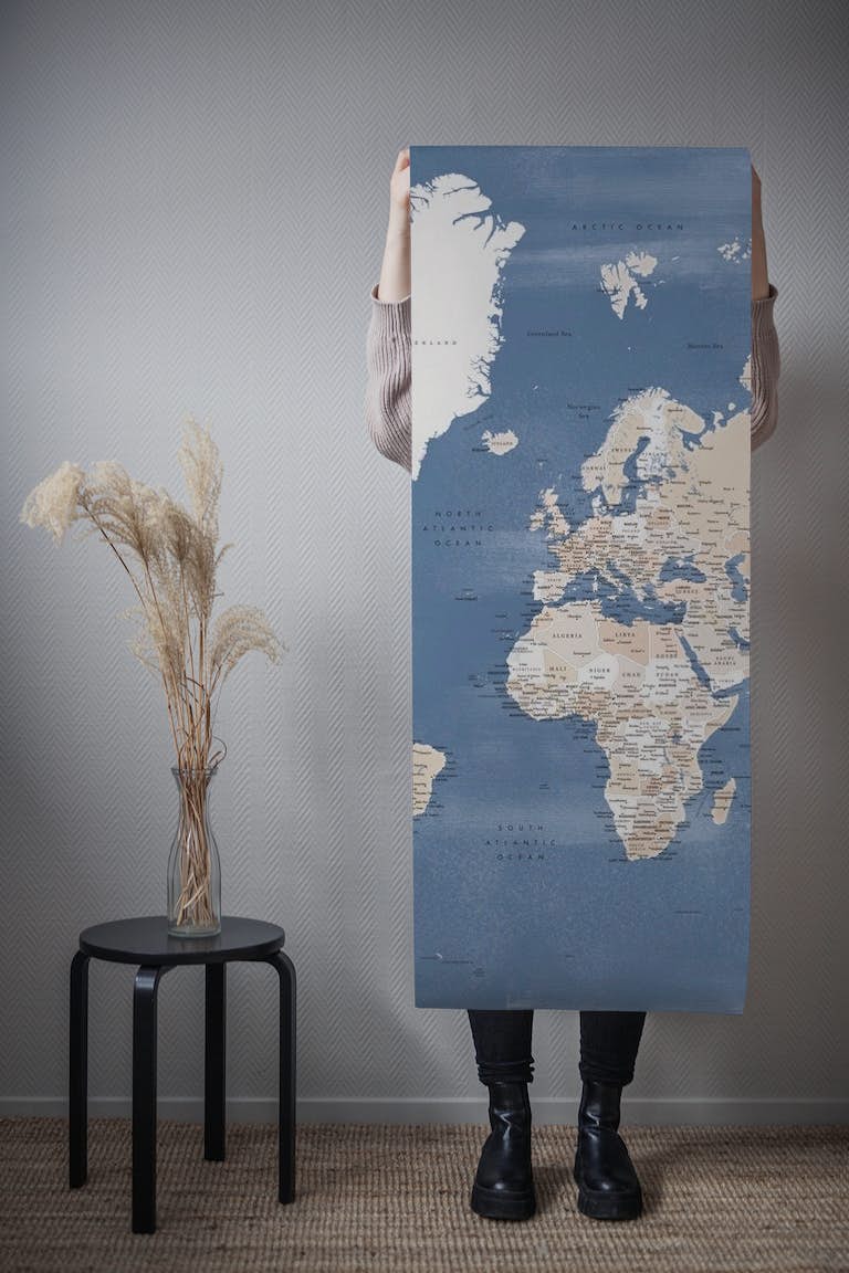 Detailed world map Oysin papiers peint roll
