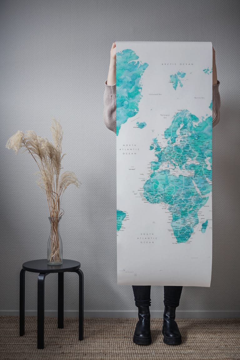 Detailed world map Maizah papiers peint roll