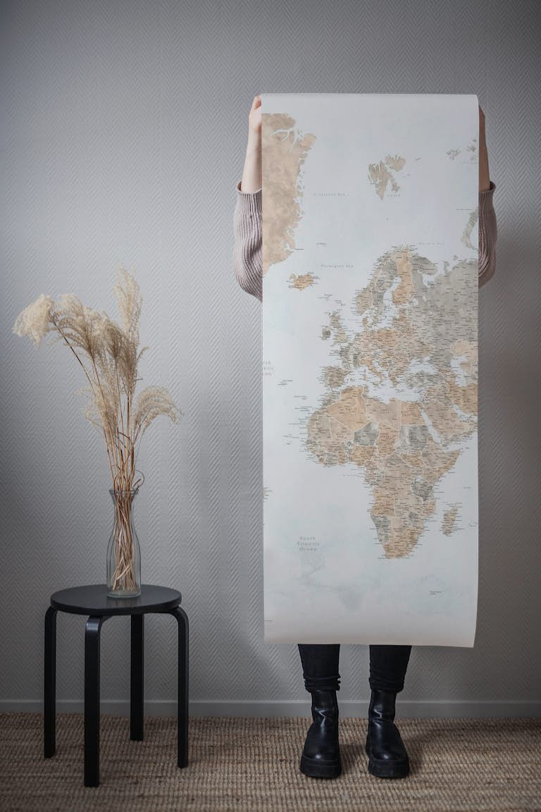 High detail world map Calista papel pintado roll