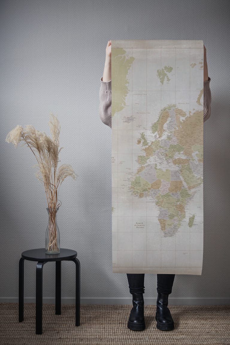 High detail world map Michelle tapete roll