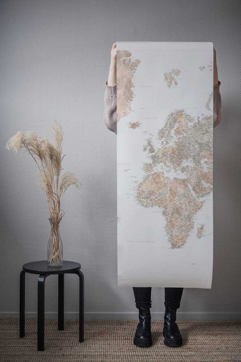 High detail world map Abey wallpaper roll
