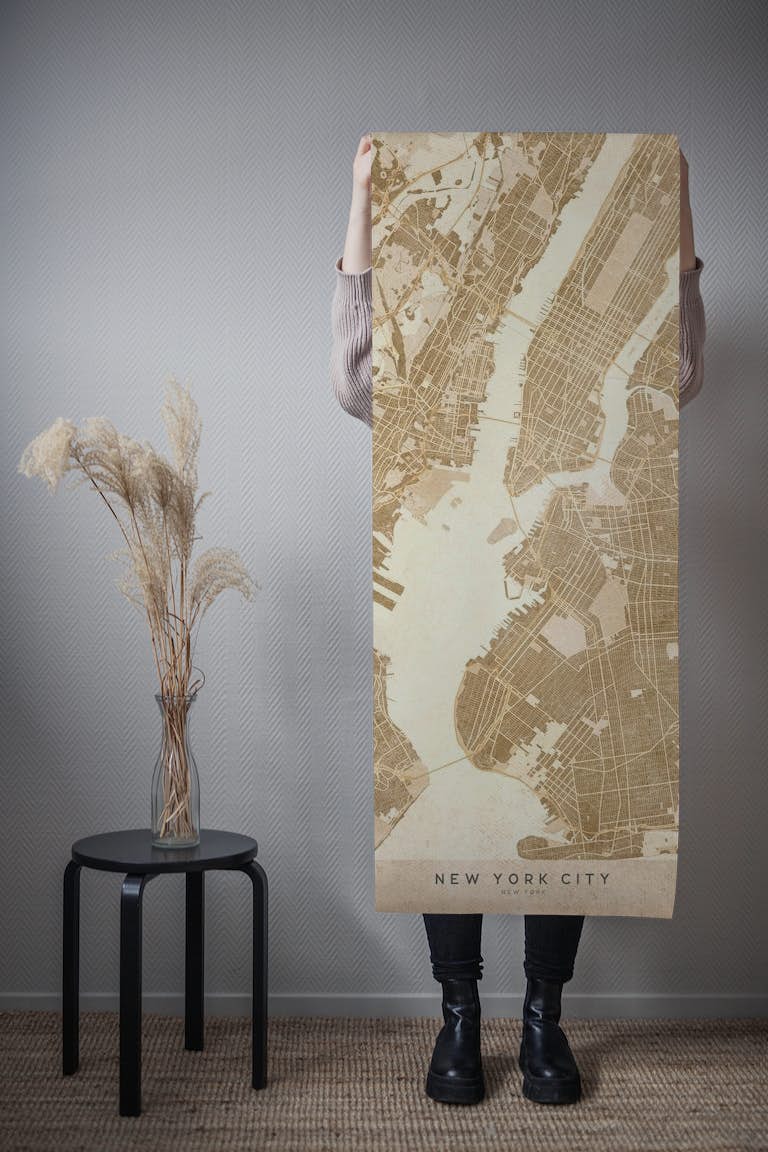 Sepia vintage New York map tapete roll