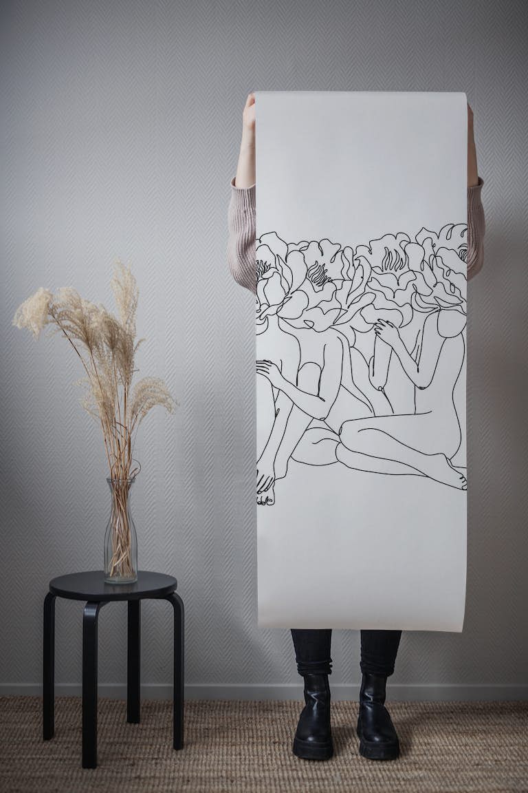 Rose Womans Line Art tapetit roll