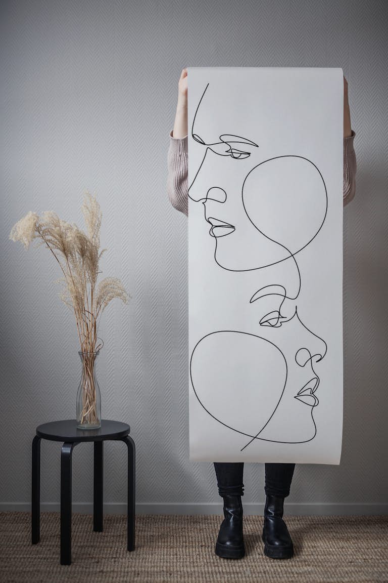 Man and woman Line Art wallpaper roll