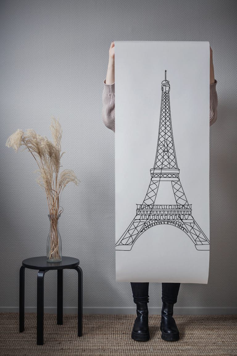 Eiffel Tower Line Art wallpaper roll