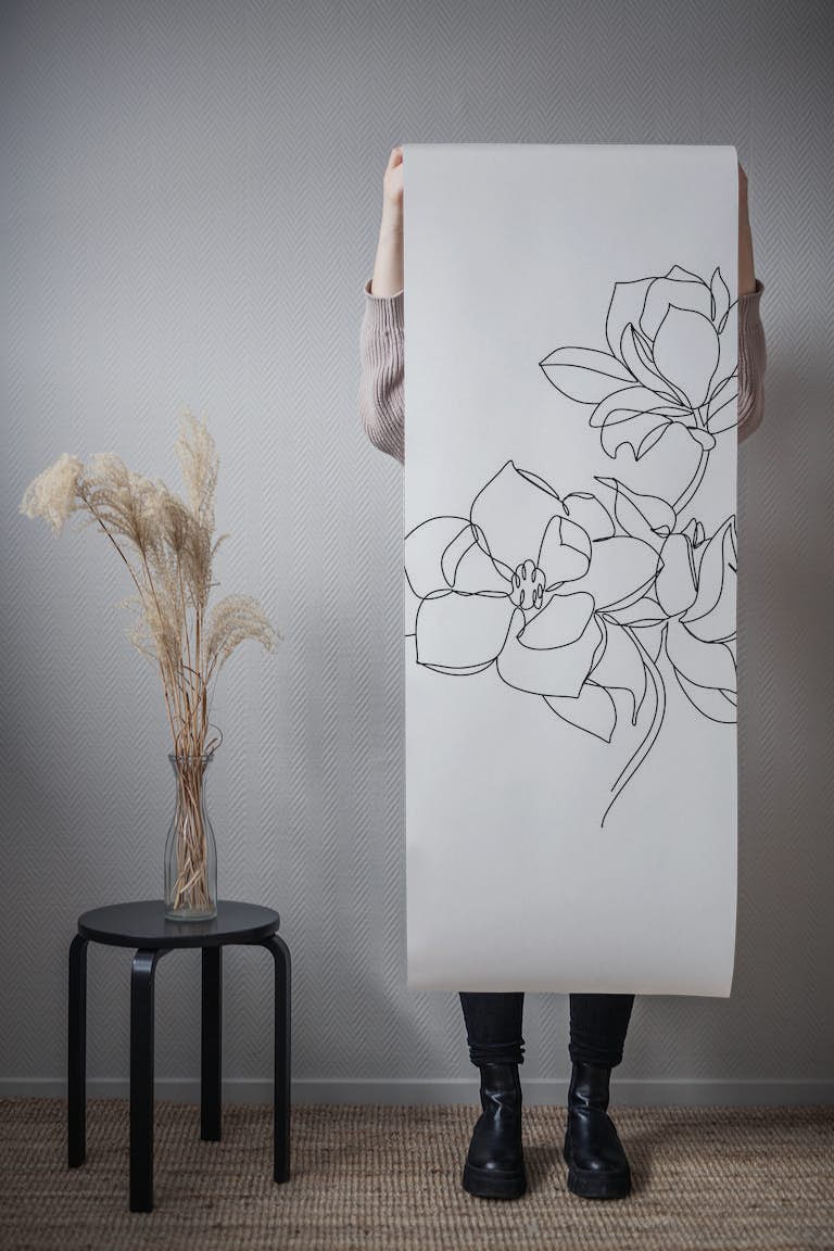 Magnolia Line art Livingroom papel pintado roll